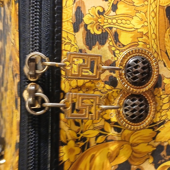 Authentic Gianni Versace Flower Leopard Vanity Hand Bag PVC Leathet - Picture 5 of 16